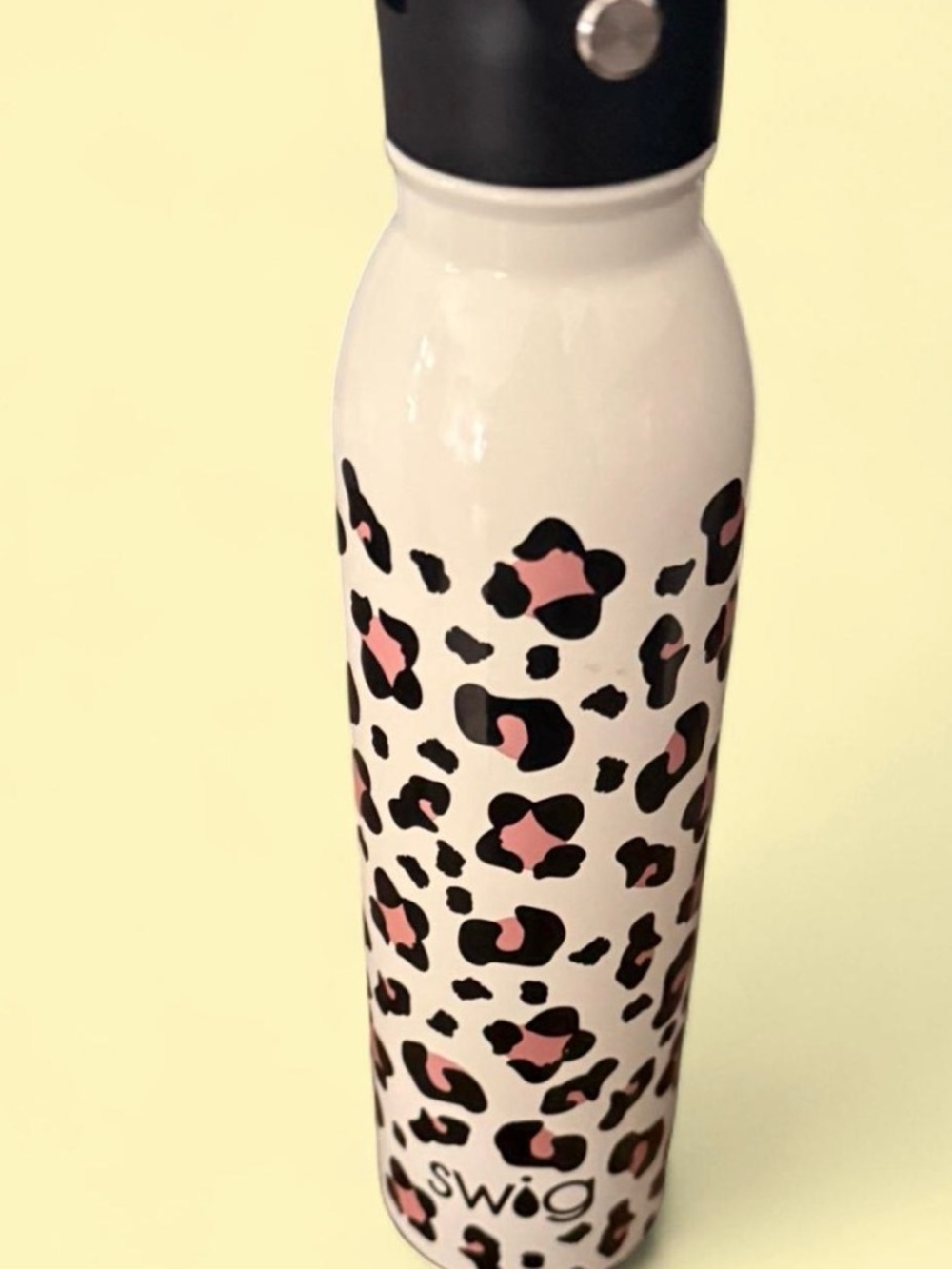 Swig Pink Leopard Stainless Steel Bottle - White